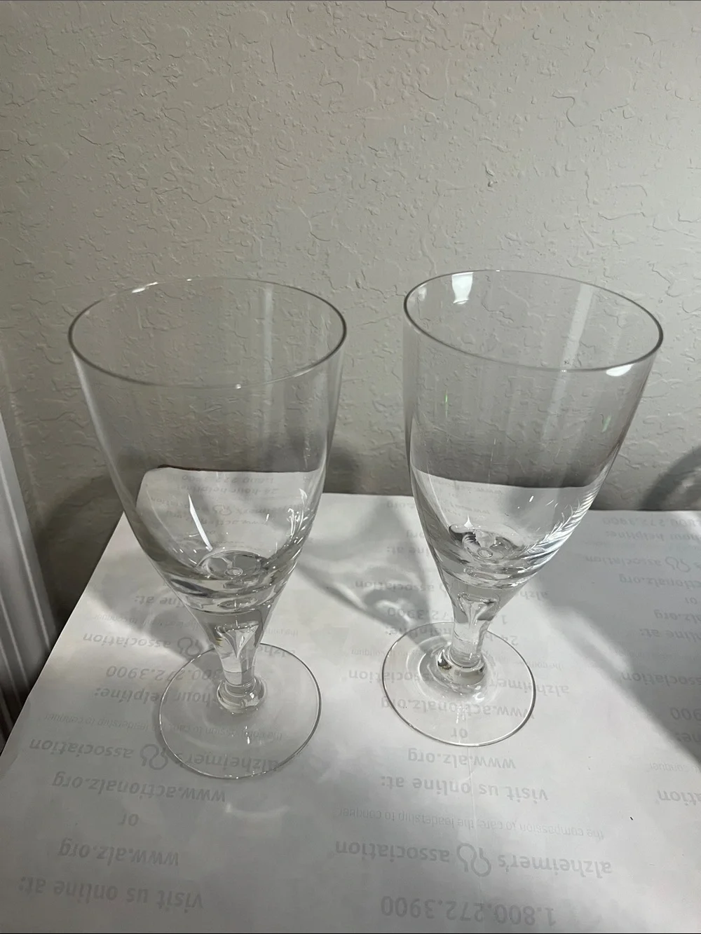 Fostoria Puritan Crystal Ice Tea Wine Glasses - Teardrop Stem Set of 2 VTG